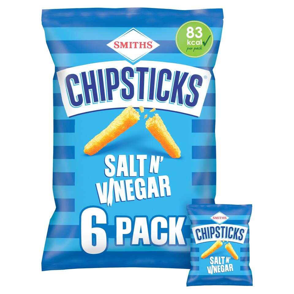 Smiths Chipsticks Salt & Vinegar Multipack Snacks 6x17g