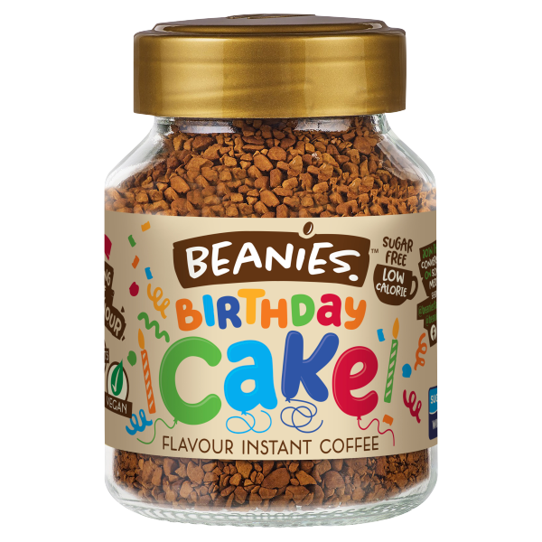 Beanies Flavour Coffee Birthday Cake Flavour Instant Coffee 50g
