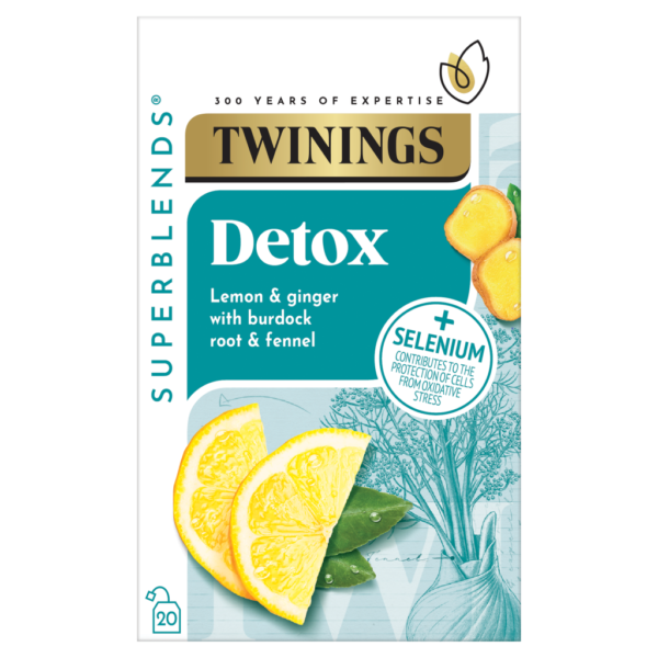 Twinings 20 Superblends Detox Lemon & Ginger with Burdock Root & Fennel 40g