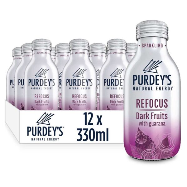 Purdey's Natural Energy Refocus Sparkling Dark Fruits with Guarana Bottle 330ml