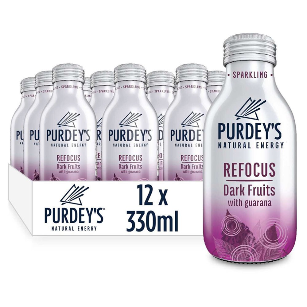 Purdey's Natural Energy Refocus Sparkling Dark Fruits with Guarana Bottle 330ml