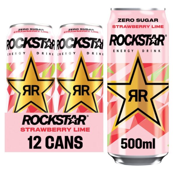 Rockstar Strawberry & Lime Energy Drink Pm £1.29 500ml