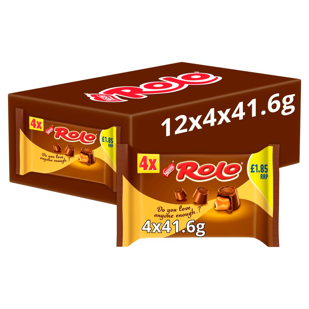 Rolo Milk Chocolate & Toffee Tube 4 Pack Multipack PMP £1.65 166.4g