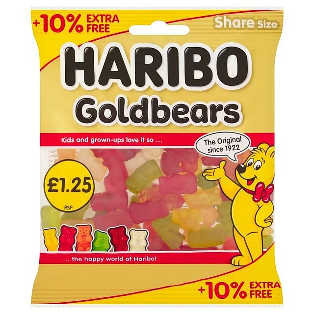 Haribo 10% Extra Free Gold Bears PM £1.25 154g