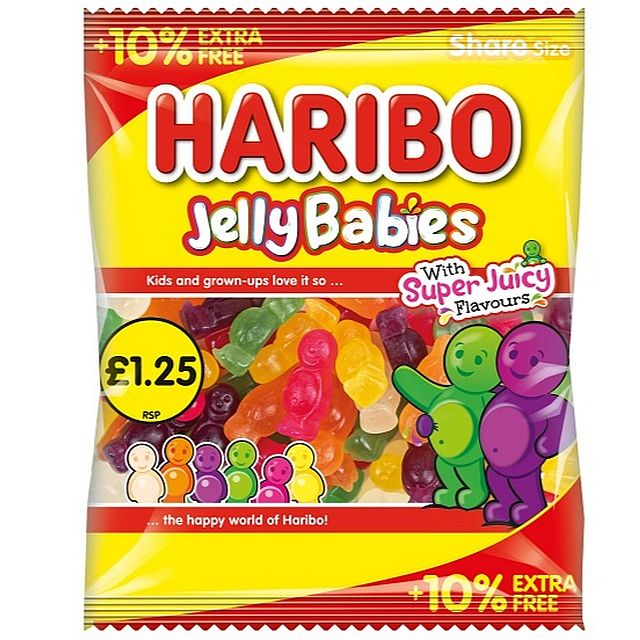 Haribo 10% Extra Free Jelly Babies PM £1.25 154g