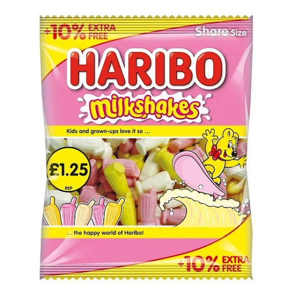Haribo 10% Extra Free Milkshakes PM £1.25 154g