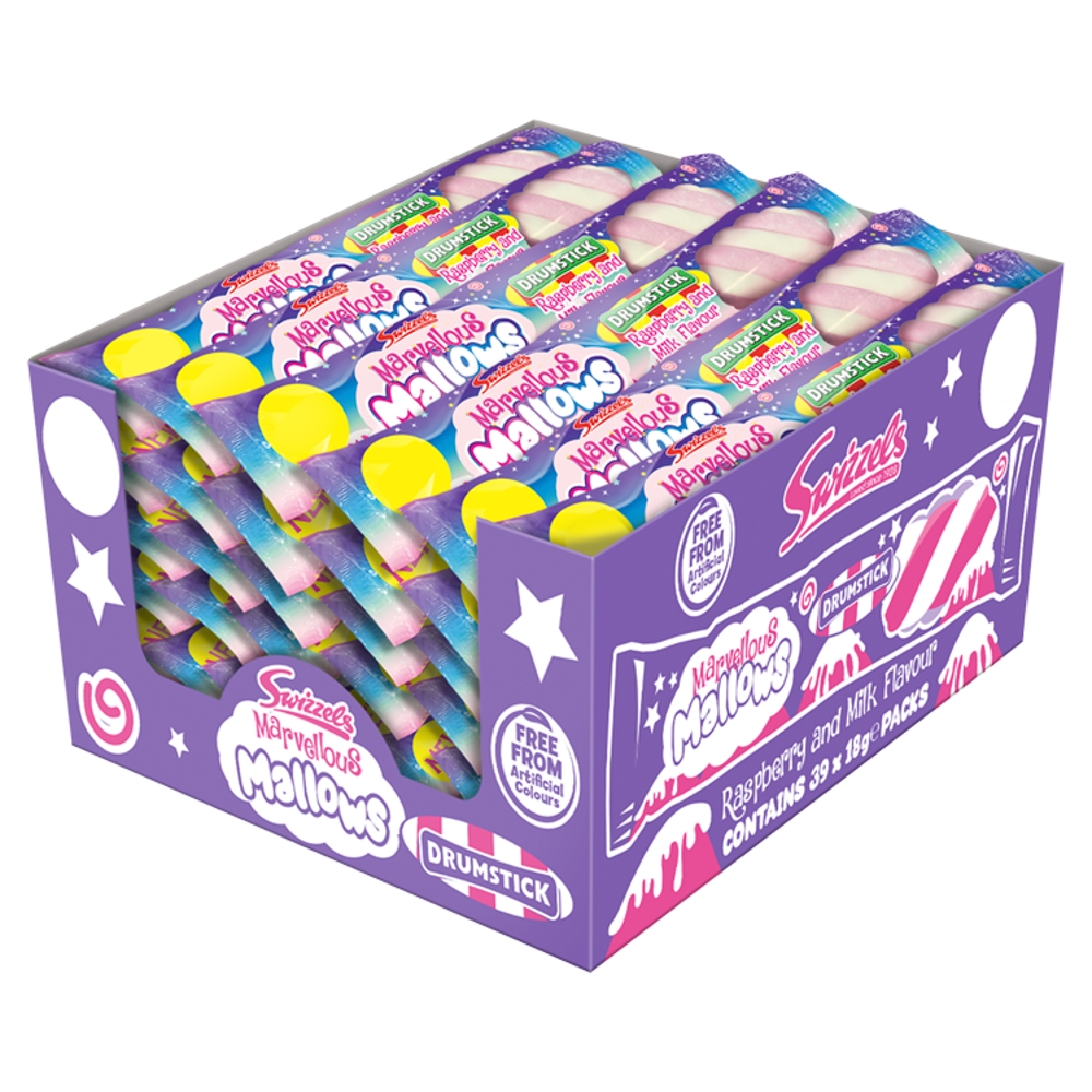 Swizzels Marvellous Mallows Raspberry and Milk Flavour Drumstick 18g