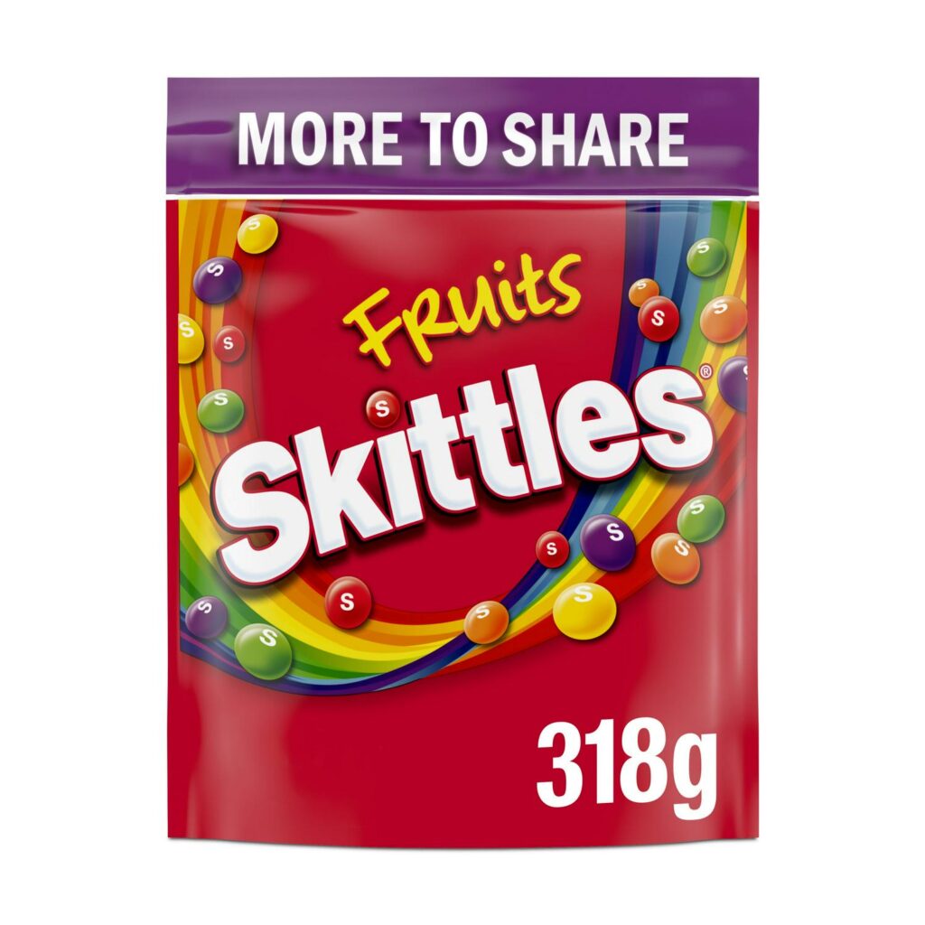 Skittles Vegan Chewy Sweets Fruit Flavoured Sharing Pouch Bag 318g