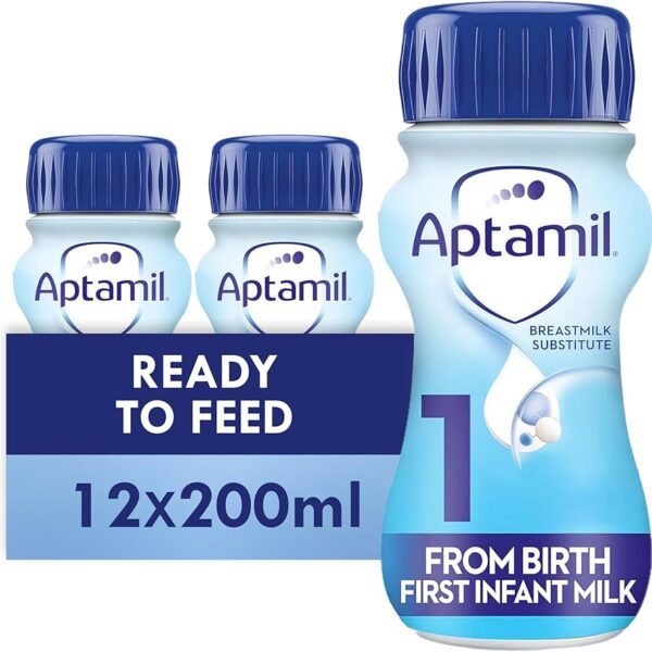 Aptamil Stage 1 Ready to Feed Infant Milk, 12 x 200ml