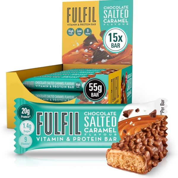 Fulfil Chocolate Salted Caramel Protein Bar Snack, 15 x 55g