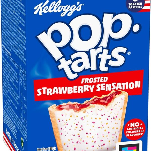 Kellogg's Pop Tarts Frosted Strawberry Sensation Toaster Pastries 8 x 48g (384g)