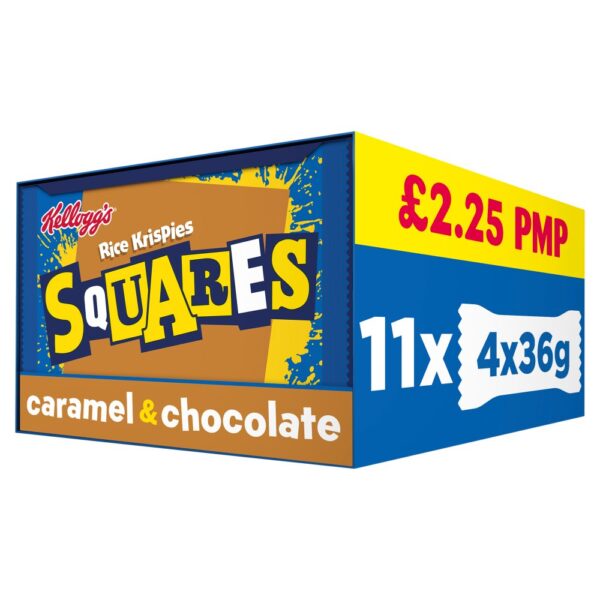 Kellogg's Rice Krispies Squares Caramel & Chocolate Pm £2.25 4 x 36g (144g)