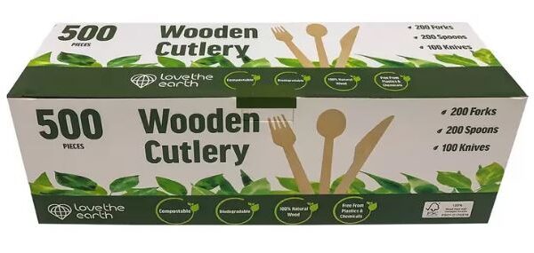 Love The Earth Wooden Cutlery Variety, 500 Pack